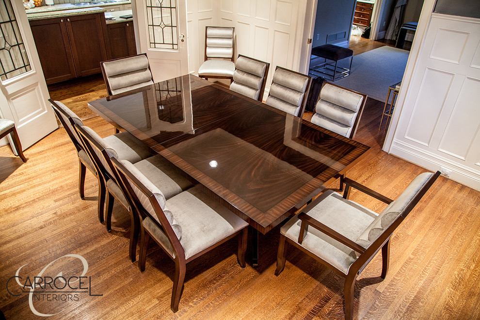 Custom Art Deco Mahogany Dining Table with Colina Art Deco Dining Chairs Modern Dining Room