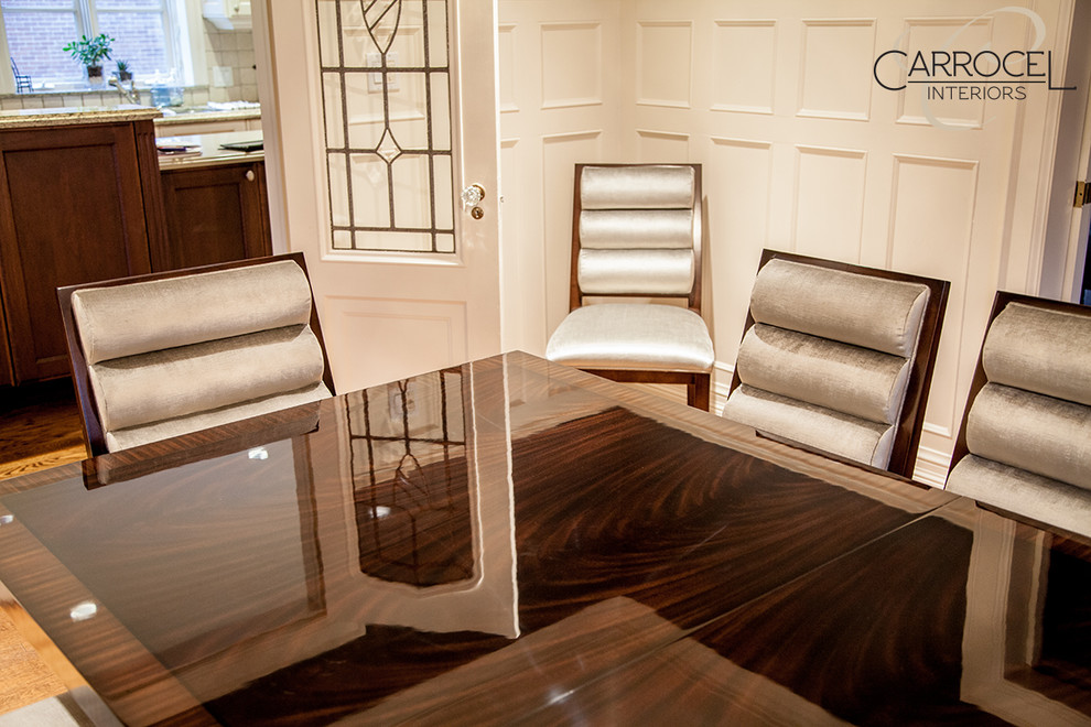 Custom Art Deco Mahogany Dining Table with Colina Art Deco Dining Chairs Modern Dining Room