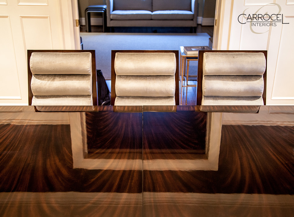 Custom Art Deco Mahogany Dining Table with Colina Art Deco Dining Chairs Modern Dining Room