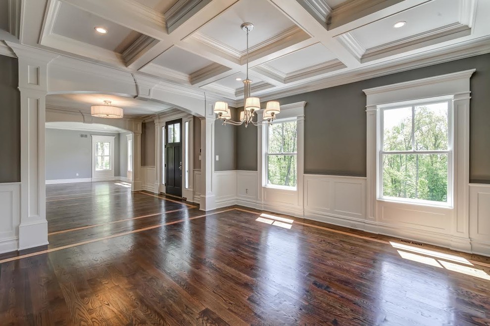 Inspiration for a timeless dark wood floor dining room remodel in New York