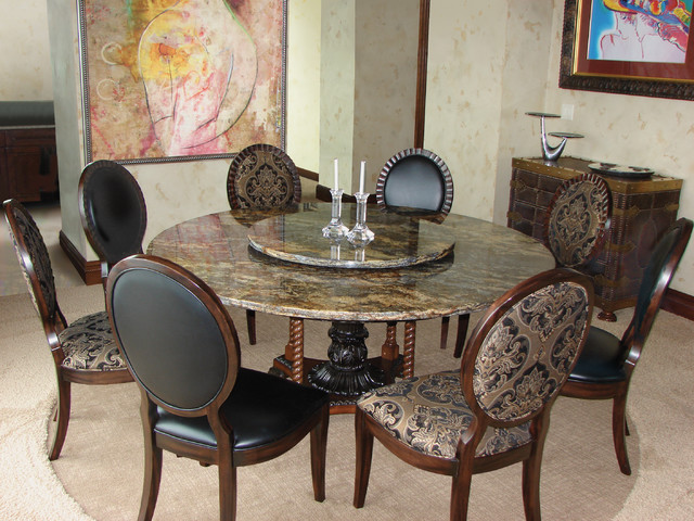 Custom Made Natural Stone Table, Round Granite Kitchen Table