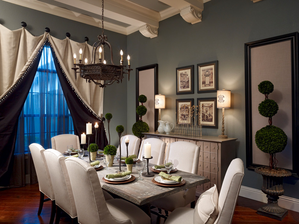 Design ideas for a traditional dining room in Orlando with grey walls.