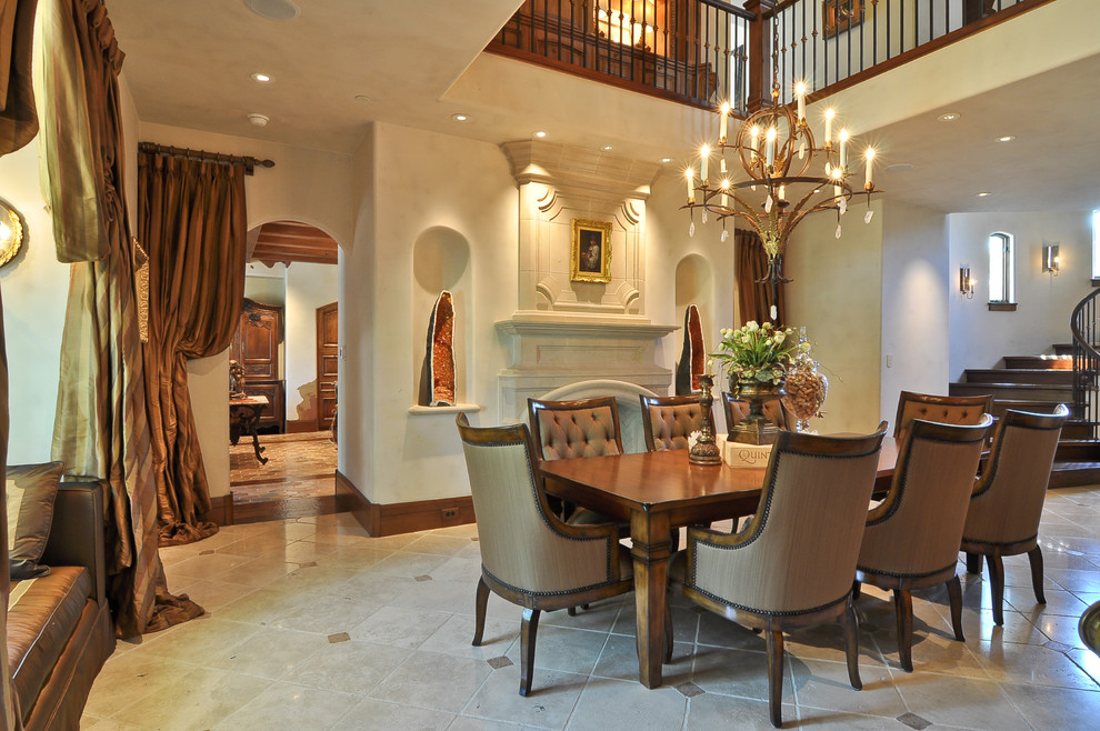 Traditional dining room in Dallas with beige walls.