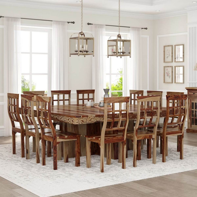 Dallas Ranch Large Square Dining Room, Set Of 12 Dining Room Chairs