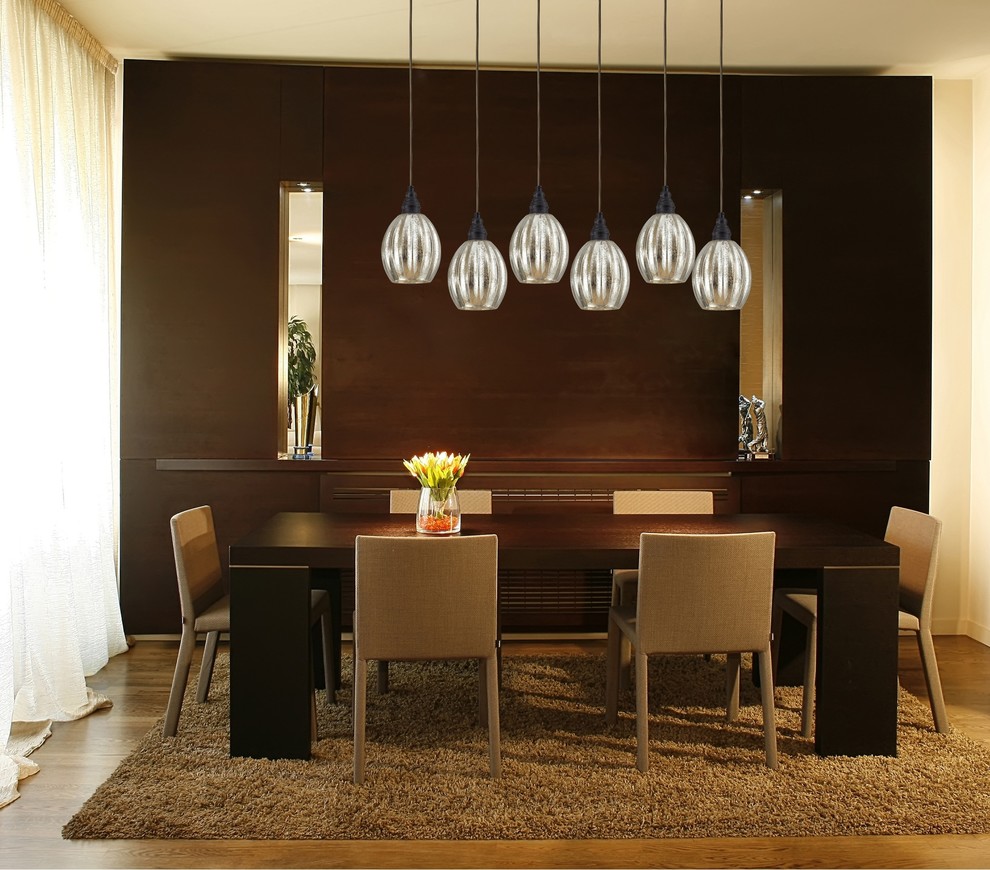 Danica 6 Light Bronze Linear Pendant With Mercury Glass Contemporary Dining Room New York By We Got Lites