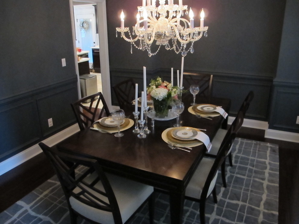 Dark Blue Dining Room Transitional Dining Room Atlanta by Hale