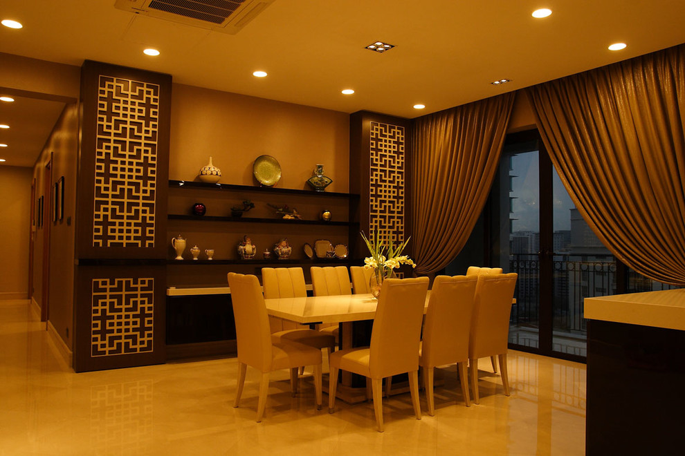 Design ideas for a world-inspired dining room in Singapore.