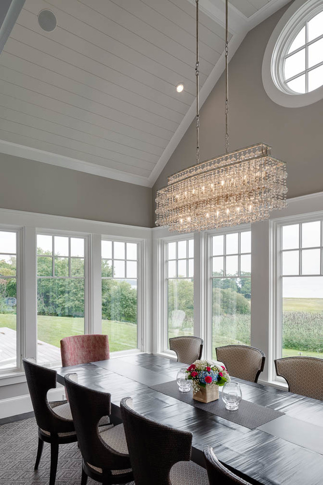 Medium sized classic open plan dining room in Other with brown walls, dark hardwood flooring, no fireplace and brown floors.