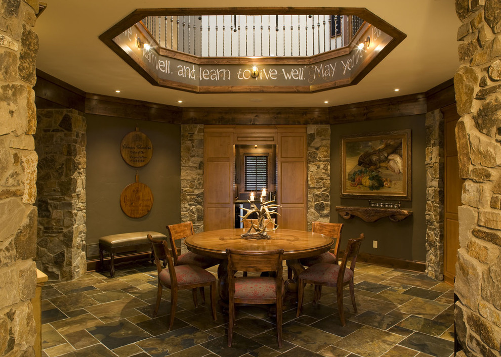 Photo of a classic enclosed dining room in Minneapolis with brown walls.