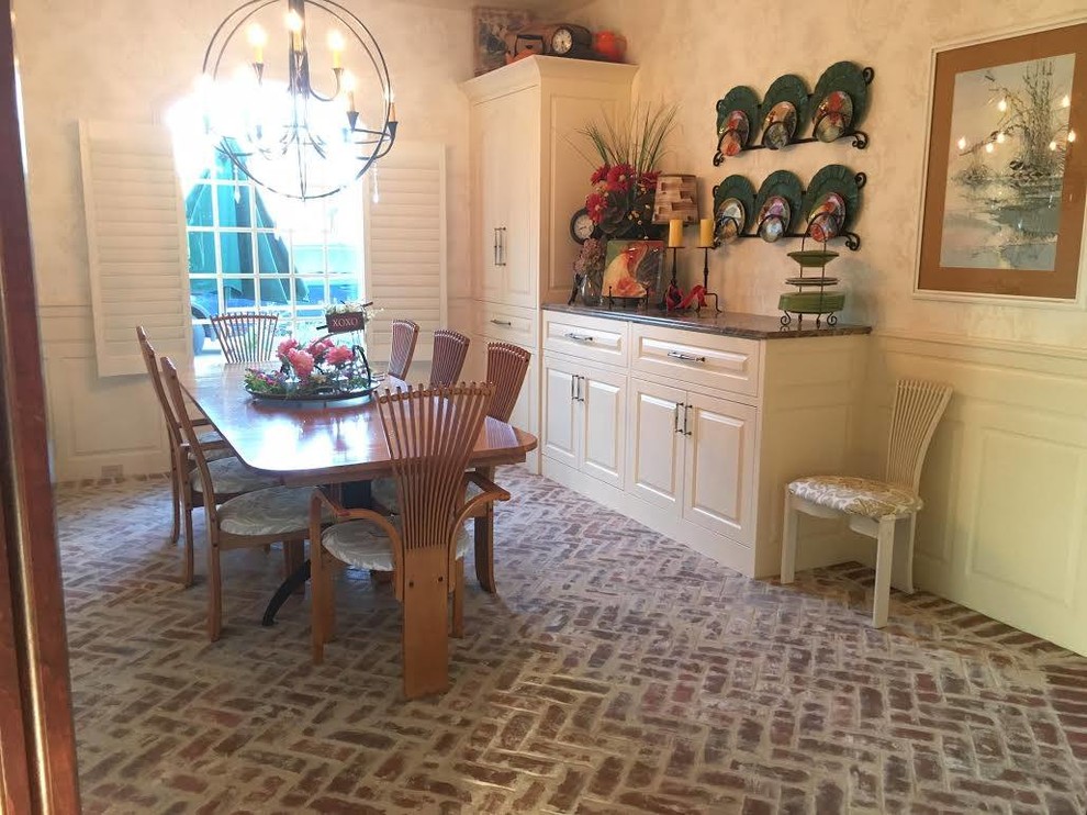 DIning Room brick tile floor Eclectic Dining Room