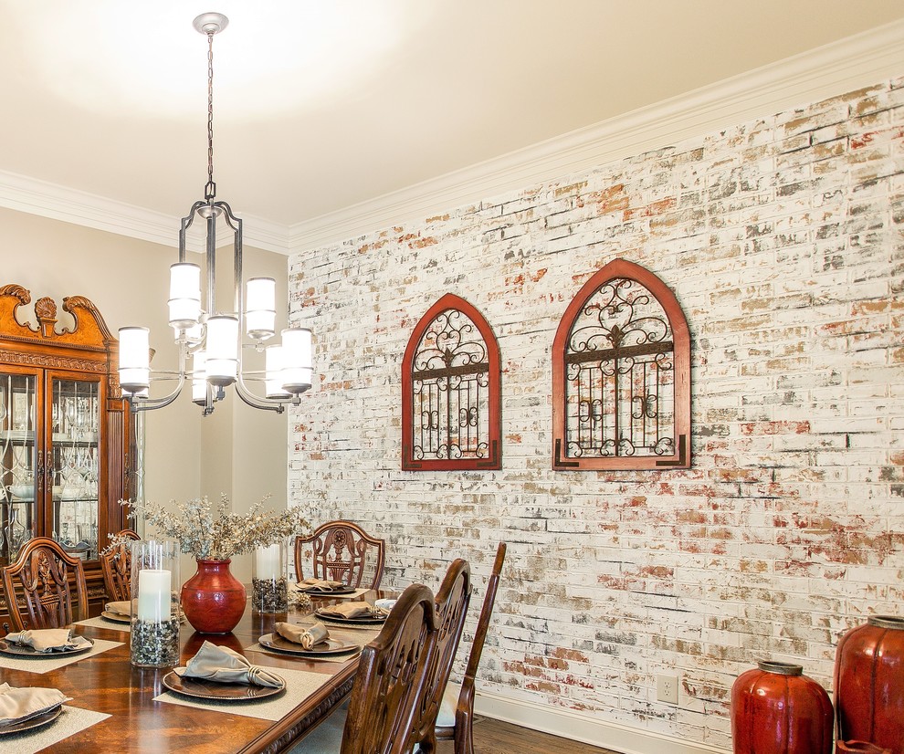 Dining Room Brick Wall Design - Farmhouse - Dining Room - Atlanta - by