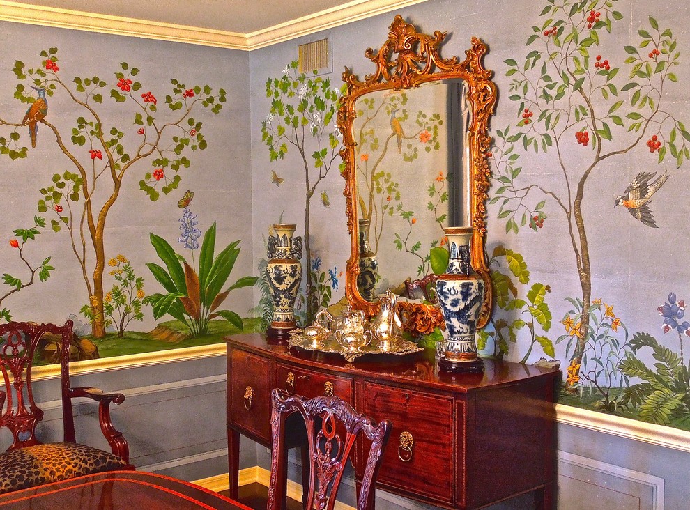 Dining Room Chinoiserie Mural Dining Room Tampa by WilderAnn Houzz