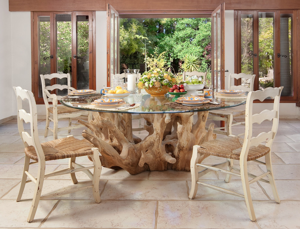 Trendy dining room photo in Other with white walls