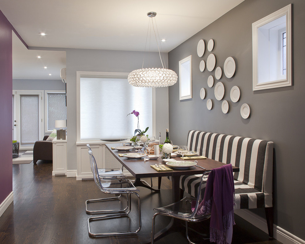 Trendy great room photo in Toronto with gray walls