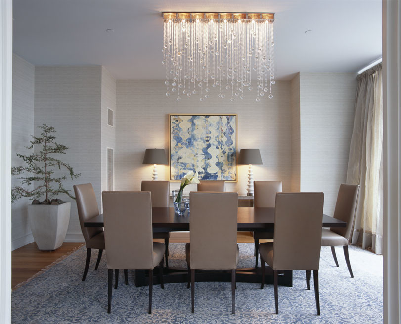 Large transitional carpeted enclosed dining room photo in San Francisco with beige walls