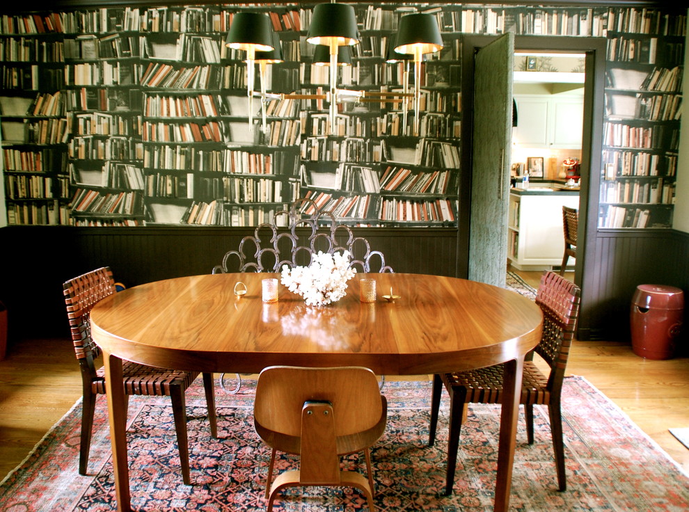Dining room - eclectic medium tone wood floor dining room idea in Los Angeles