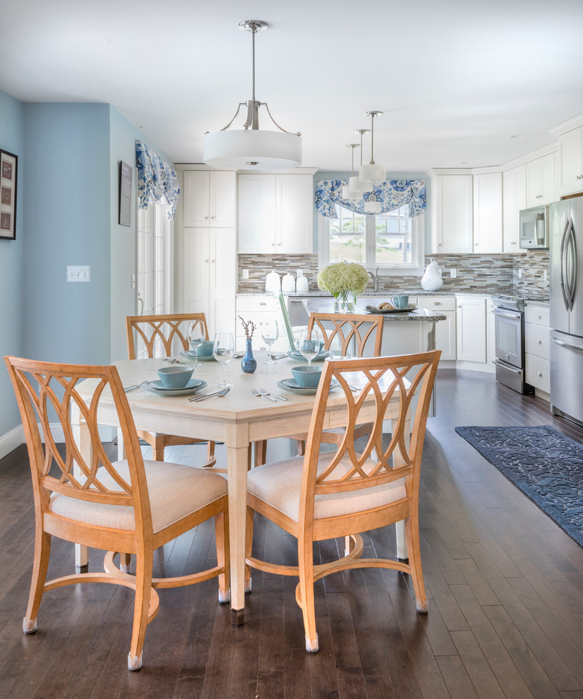 Design ideas for a beach style dining room in Providence.