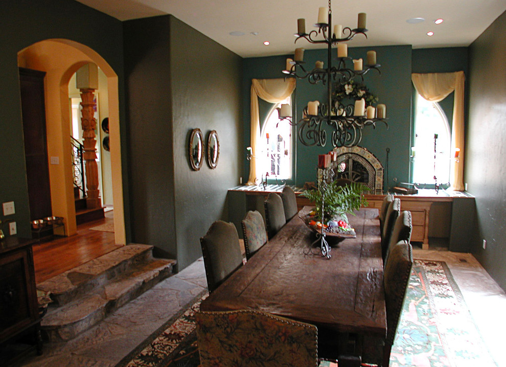 Inspiration for a mediterranean dining room remodel in Charlotte
