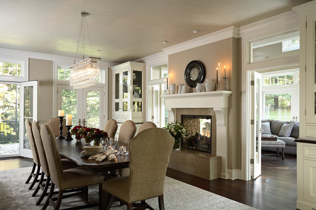 Two Sided Fireplace Into Porch, Dining Room With Fireplace