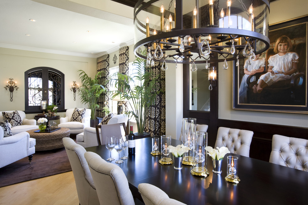 Dining Room with wood paneled wainscot and modern style Traditional Dining Room San Diego