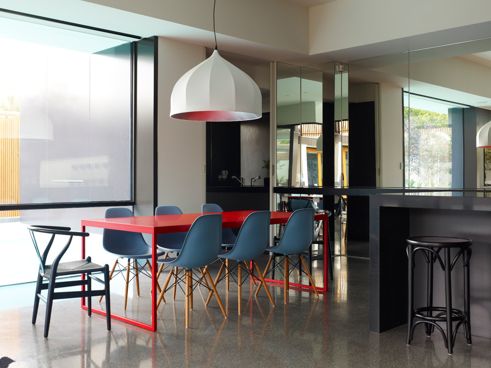 Свежая идея для дизайна: гостиная-столовая в современном стиле - отличное фото интерьера