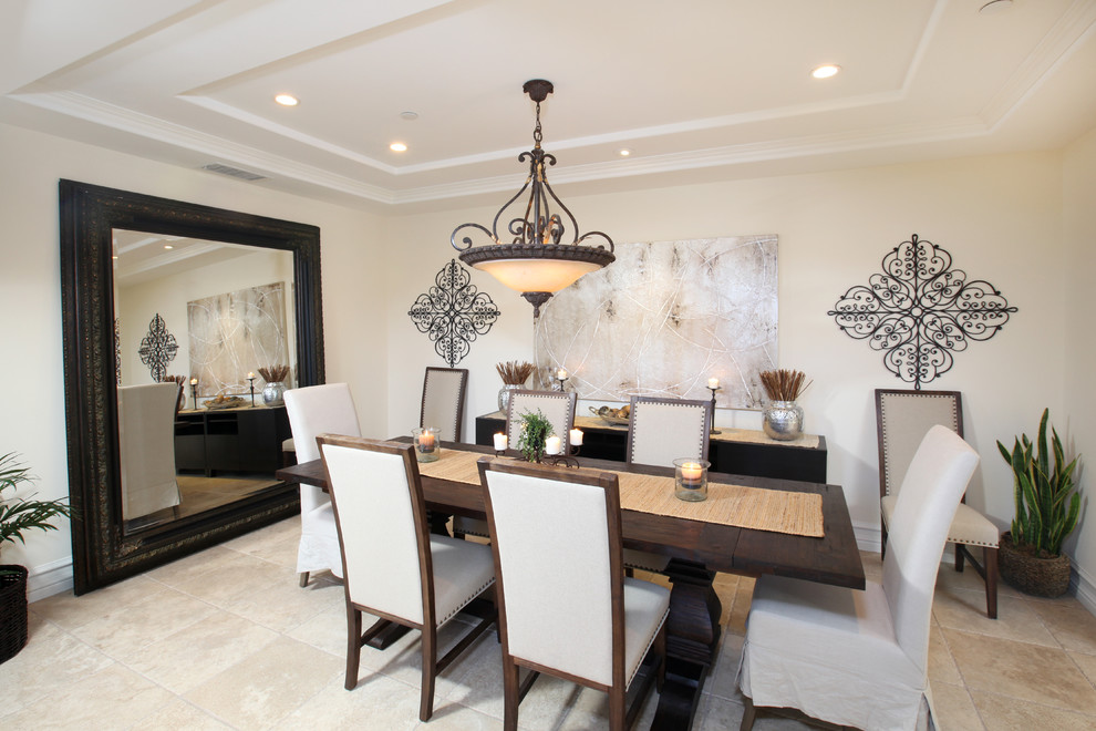 Dining room - traditional dining room idea in Orange County with beige walls