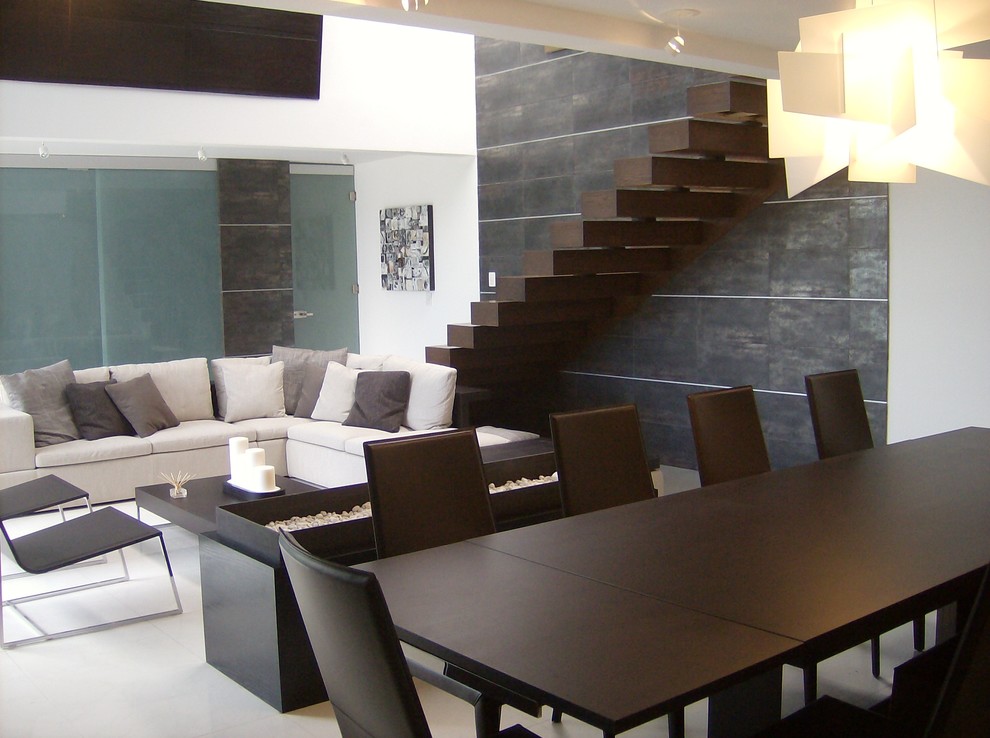 Design ideas for a contemporary open plan dining room in Other.