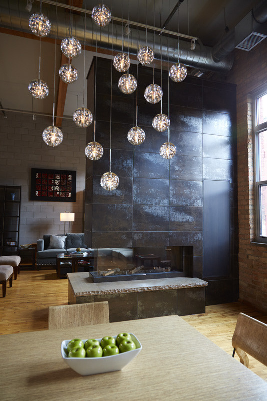 Inspiration for an industrial dining room remodel in Minneapolis