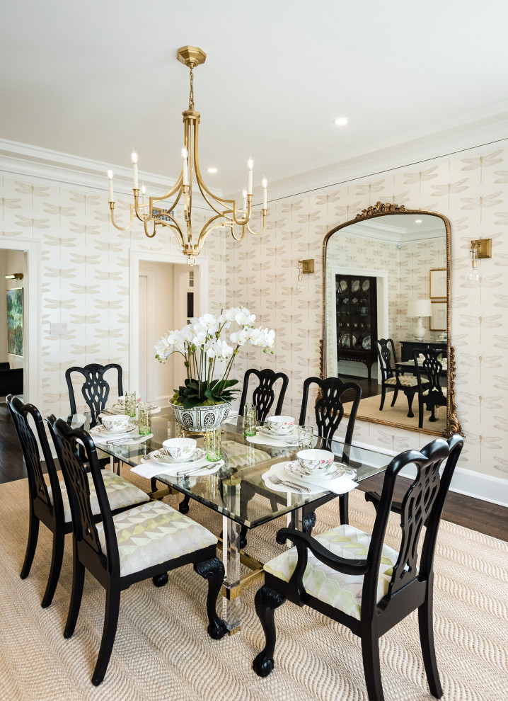 Dragonfly Wallpaper in a Historic Home's Traditional Dining Room - Traditional - Dining Room ...