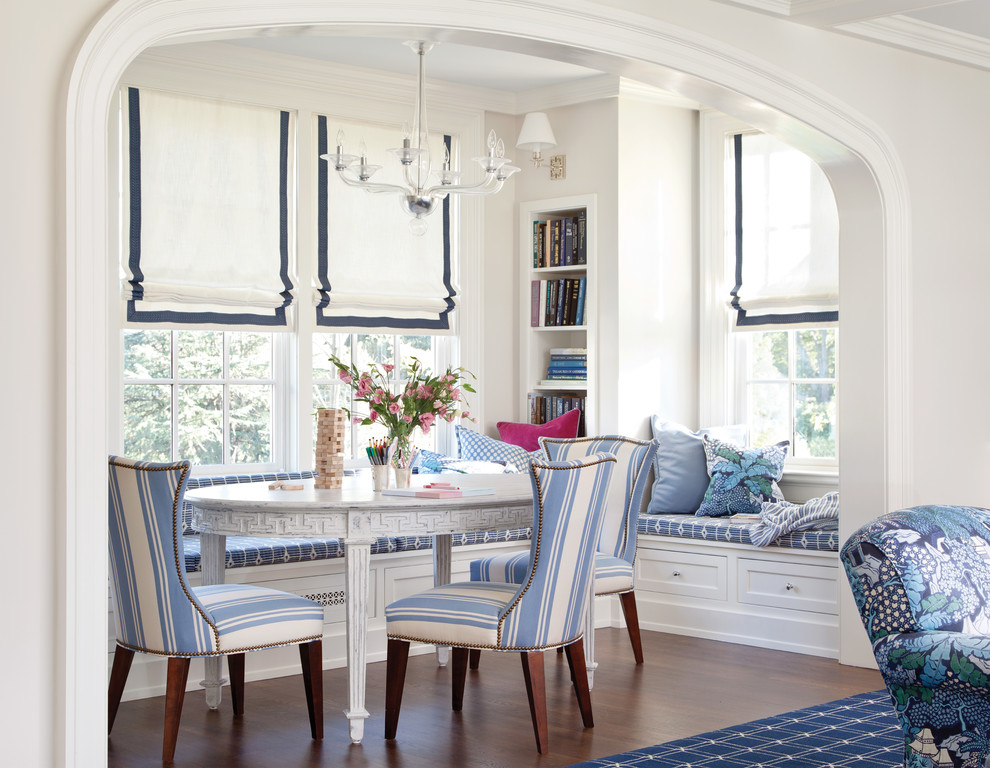 Photo of a classic enclosed dining room in Richmond with grey walls, dark hardwood flooring and brown floors.