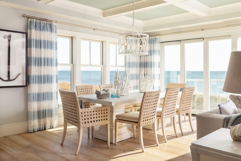 Design ideas for a coastal dining room in Boston.