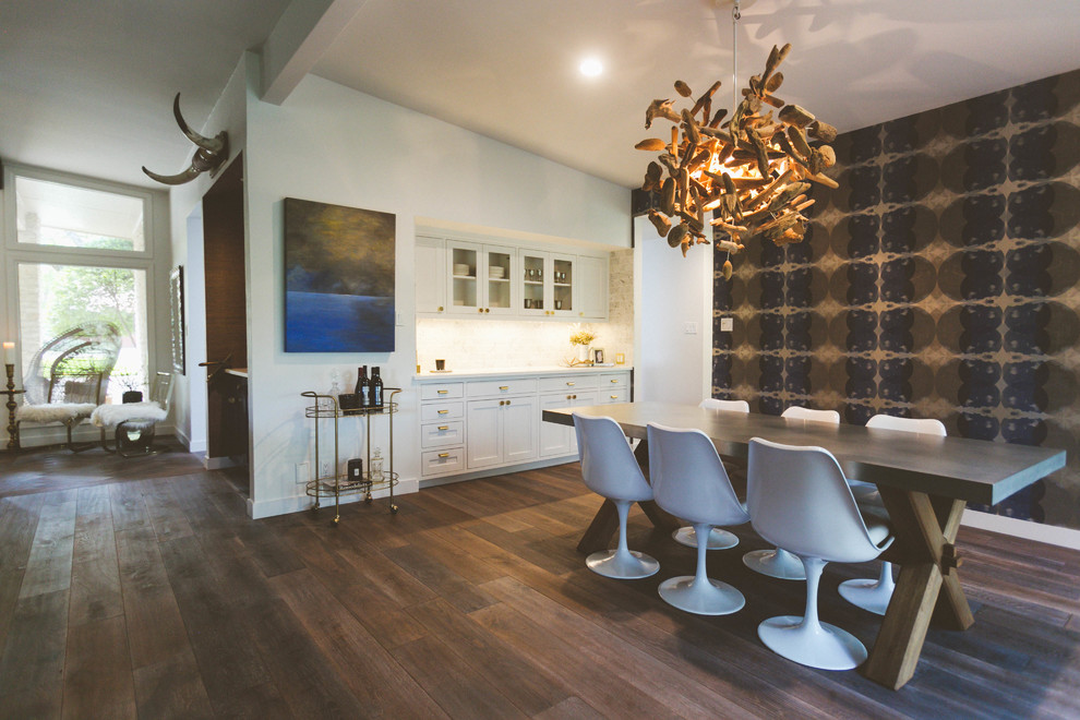 Example of an eclectic dining room design in Austin