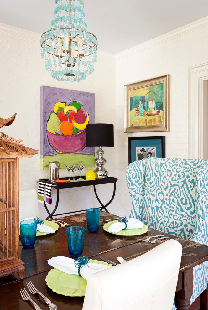 Dining room - eclectic dining room idea in Other with white walls