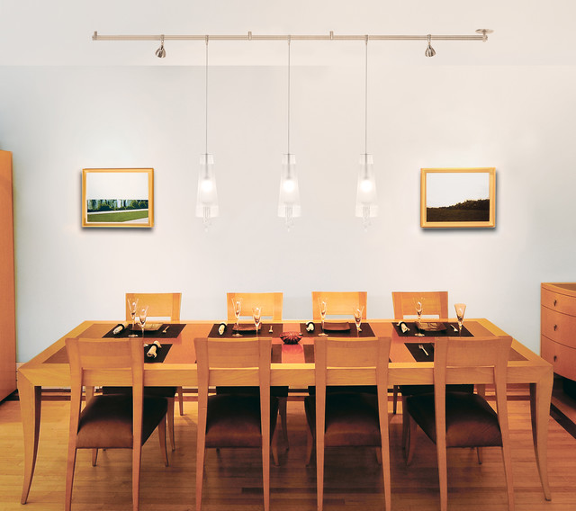 Edge Lighting Monorail with Tower of Crystal Love Pendants Contemporary Dining Room Chicago by Lightology Houzz IE