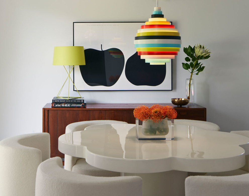 1960s dining room photo in San Francisco with white walls