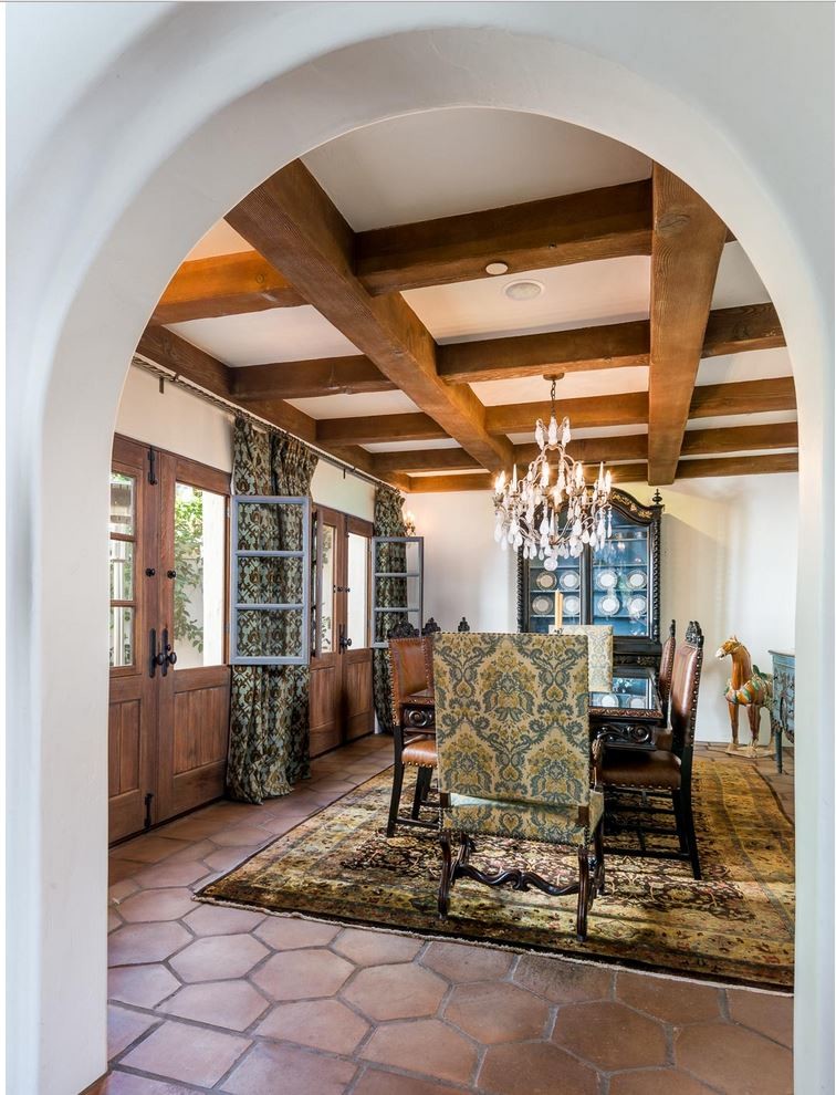 Photo of a mediterranean dining room in Santa Barbara.