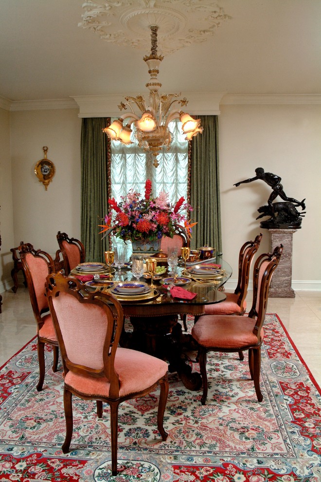 Dining room - traditional dining room idea in New York with white walls