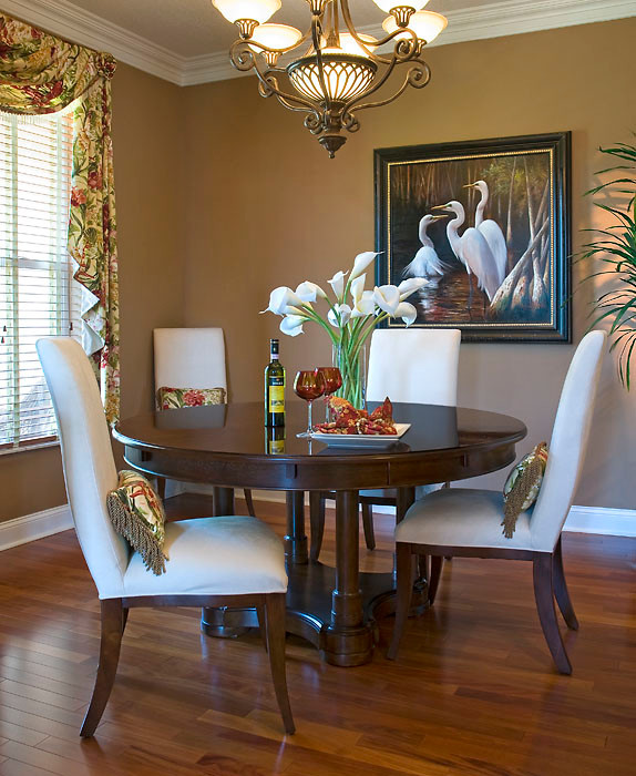 Inspiration for a medium sized classic open plan dining room in Charleston with brown walls and medium hardwood flooring.