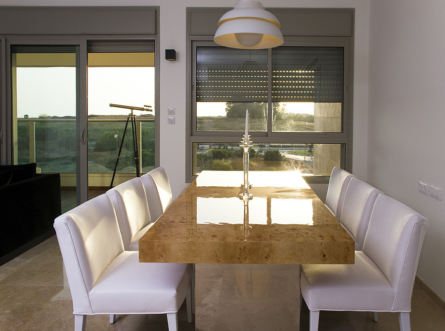 Example of a minimalist dining room design in Tel Aviv