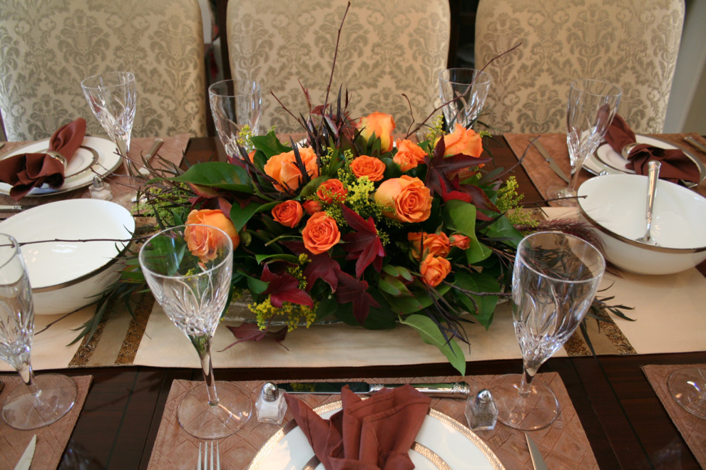Fall Floral Arrangements & Ideas - Traditional - Dining Room - Orange ...