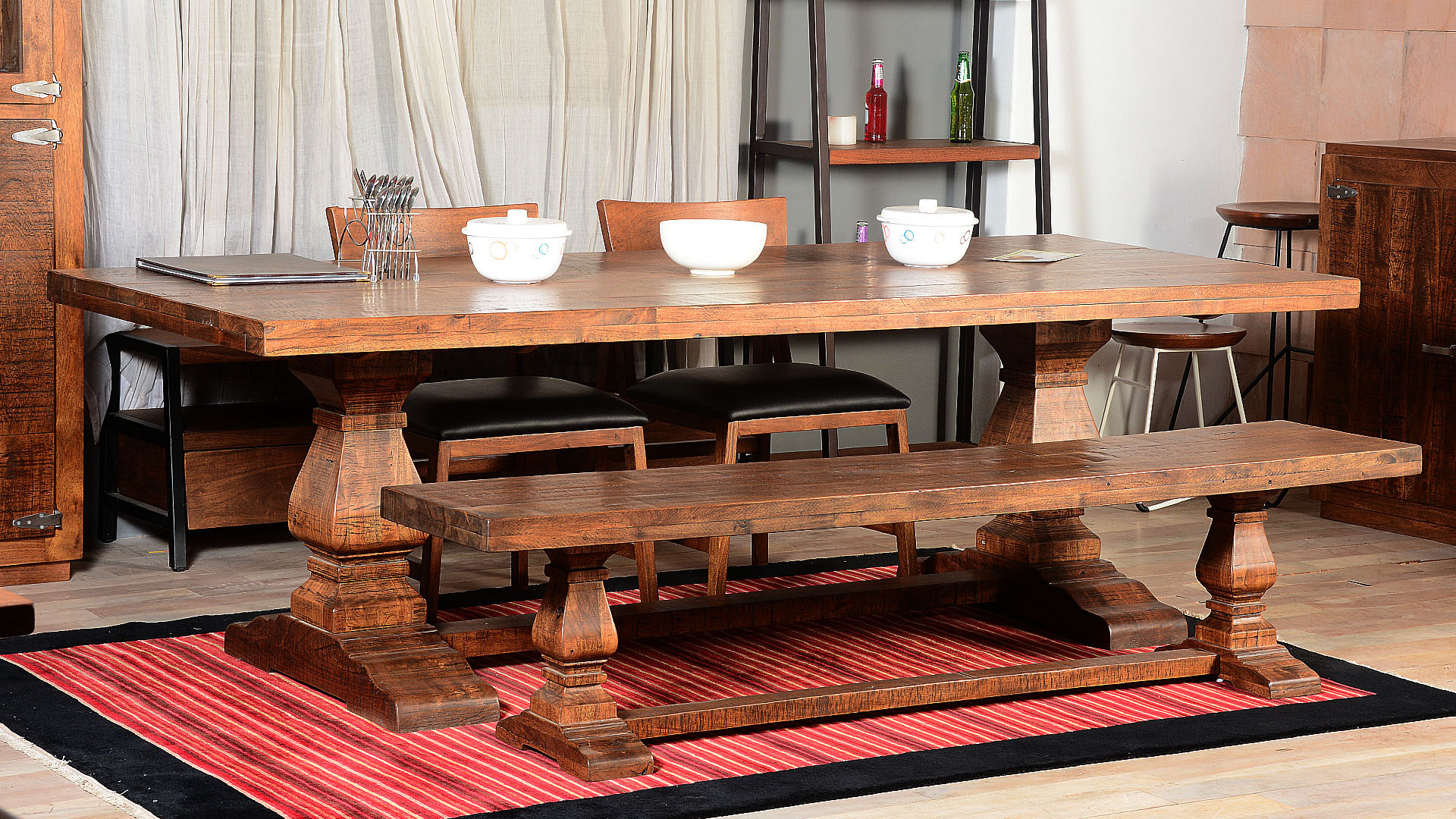 Farmhouse Trestle Traditional Rustic Dining Table Bench Rustic Dining Room San Francisco By Sierra Living Concepts Houzz
