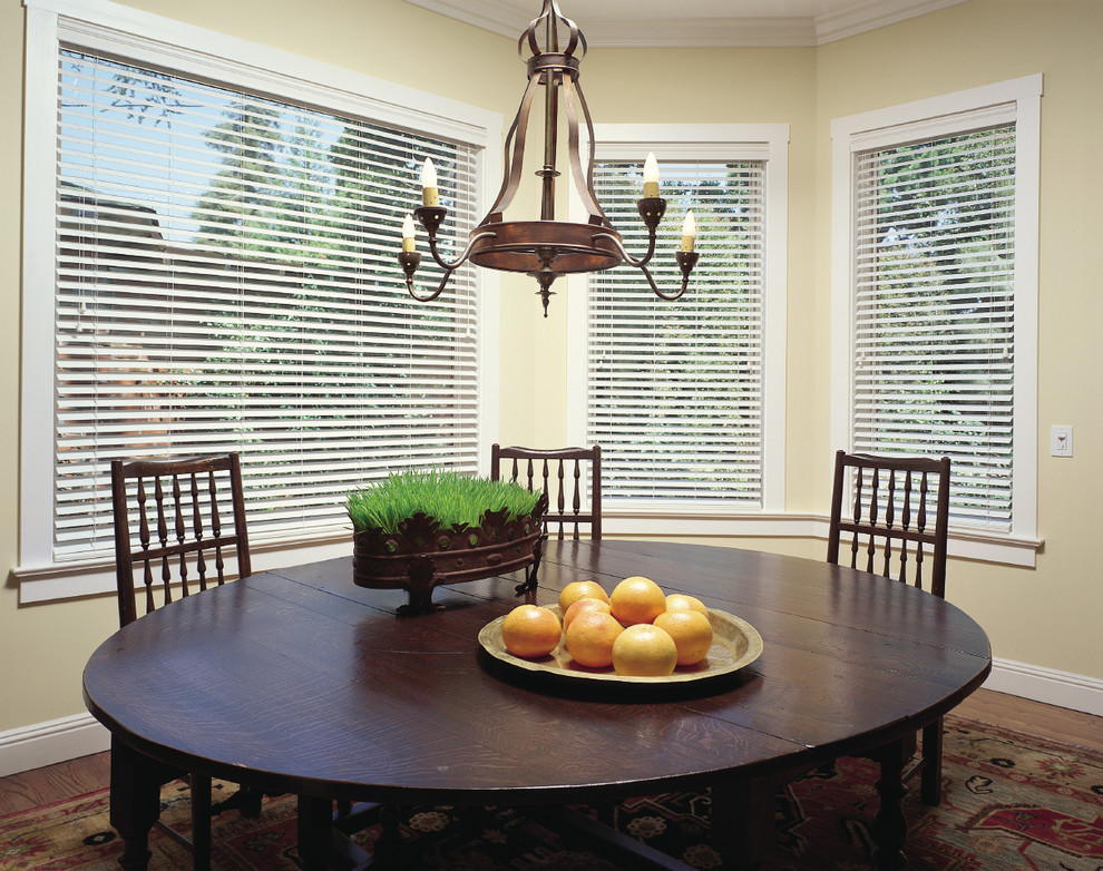 Dining Room With Faux Wood Blinds