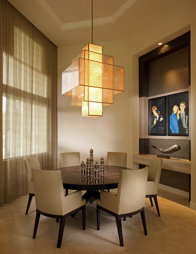 Photo of a contemporary dining room in Miami with beige walls.