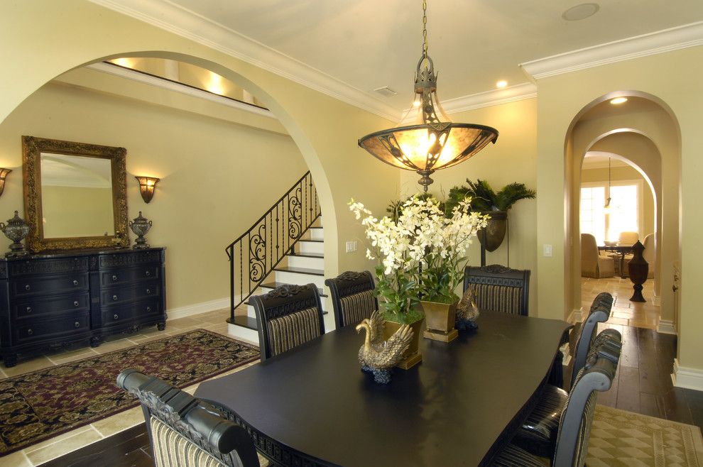 Design ideas for a mediterranean dining room in Tampa.