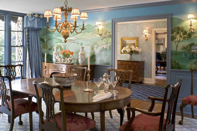 Formal Dining Room With Murals Traditional Dining Room Philadelphia By Meadowbank Designs Houzz Au