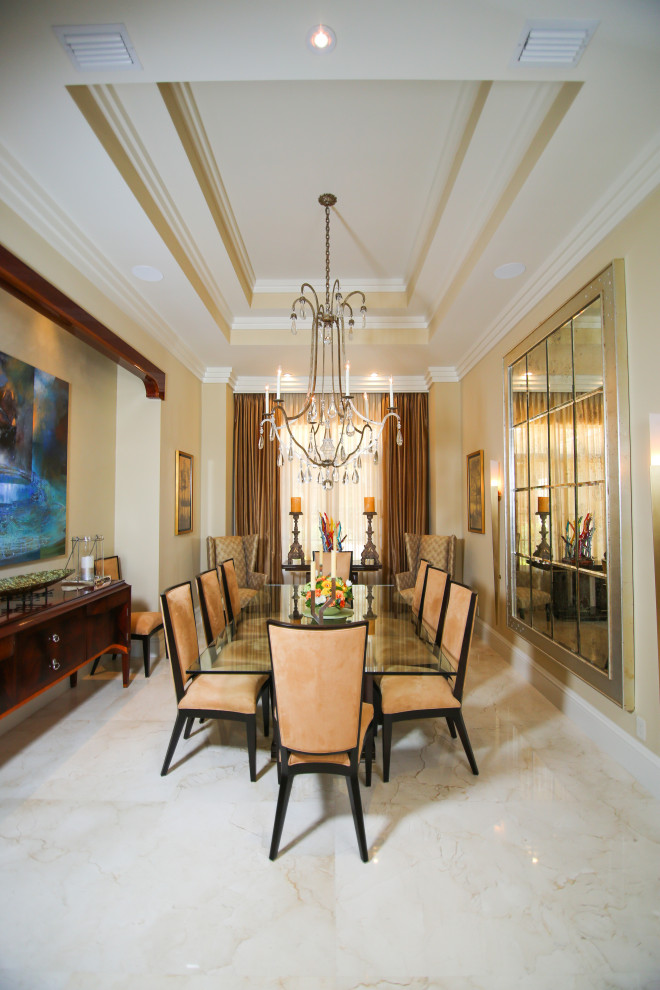 This is an example of a mediterranean dining room in Miami.
