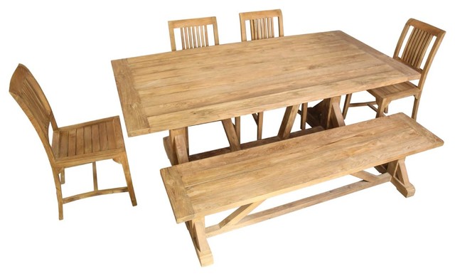 teak wood dining table with 4 chairs