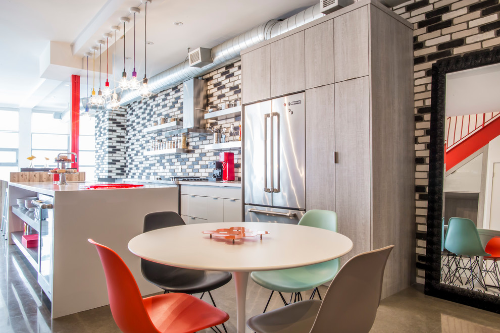 Great room - mid-sized contemporary concrete floor great room idea in Toronto