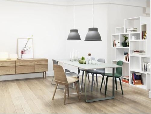 Inspiration for a medium sized contemporary open plan dining room in Toronto with white walls, light hardwood flooring, no fireplace and beige floors.