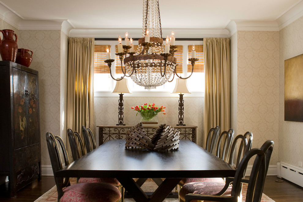 Inspiration for a timeless dark wood floor dining room remodel in Chicago